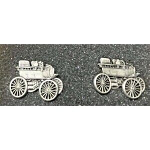 Vintage Oldsmobile Cuff Links Antique Car Chrome Silver Tone Olds Pair In Case